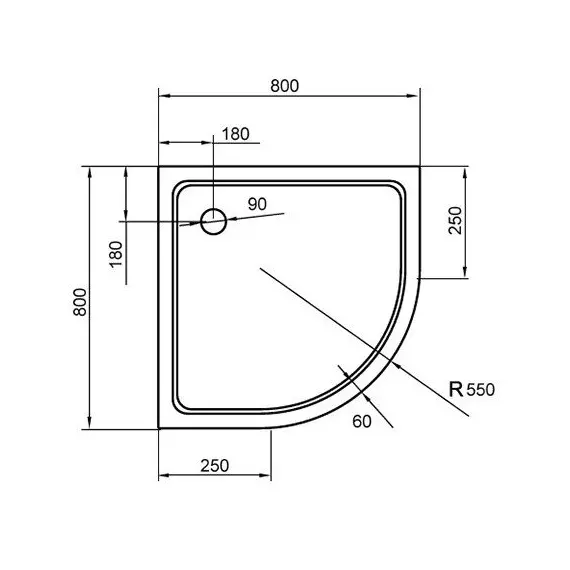 ДУШЕВОЙ ПОДДОН CEZARES TRAY-A-R-80-550-15-W
