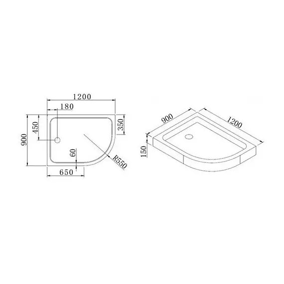 ДУШЕВОЙ ПОДДОН CEZARES TRAY-A-RH-120/90-550-15-W-L/R