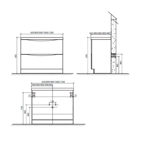 МЕБЕЛЬ ДЛЯ ВАННОЙ BELBAGNO ANCONA-N 80 НАПОЛЬНАЯ