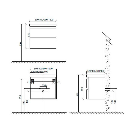 МЕБЕЛЬ ДЛЯ ВАННОЙ BELBAGNO ENERGIA-N 120 ПОДВЕСНАЯ ДЛЯ РАКОВИНЫ С ДВУМЯ ЧАШАМИ