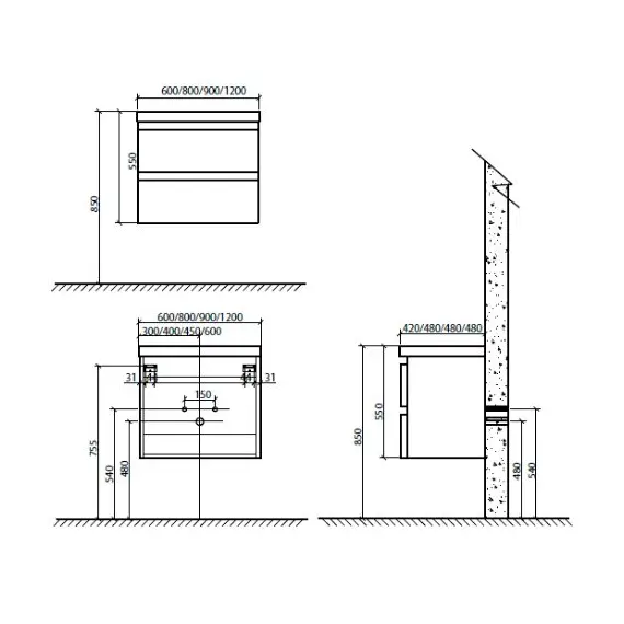 МЕБЕЛЬ ДЛЯ ВАННОЙ BELBAGNO ENERGIA-N 120 ПОДВЕСНАЯ ДЛЯ РАКОВИНЫ С ДВУМЯ ЧАШАМИ