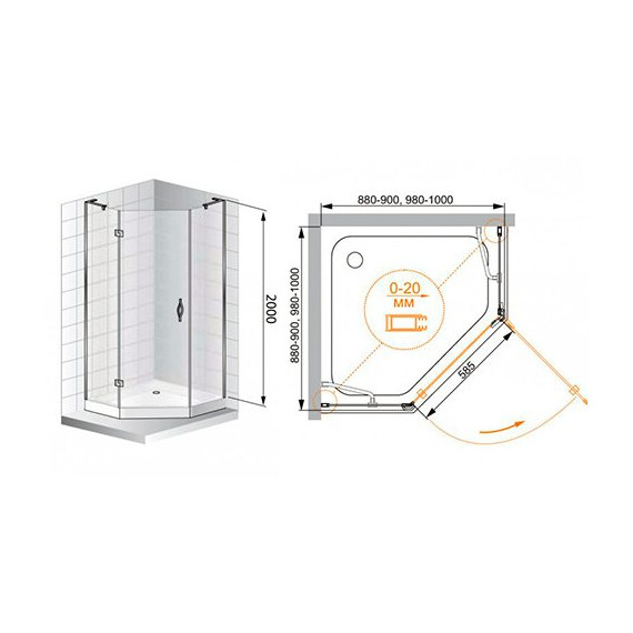 ДУШЕВОЙ УГОЛОК CEZARES BERGAMO P1 100