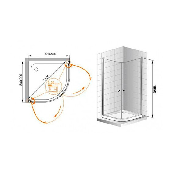 ДУШЕВОЙ УГОЛОК CEZARES ELENE R21 90 ДУШЕВОЙ УГОЛОК CEZARES ELENE R21 90