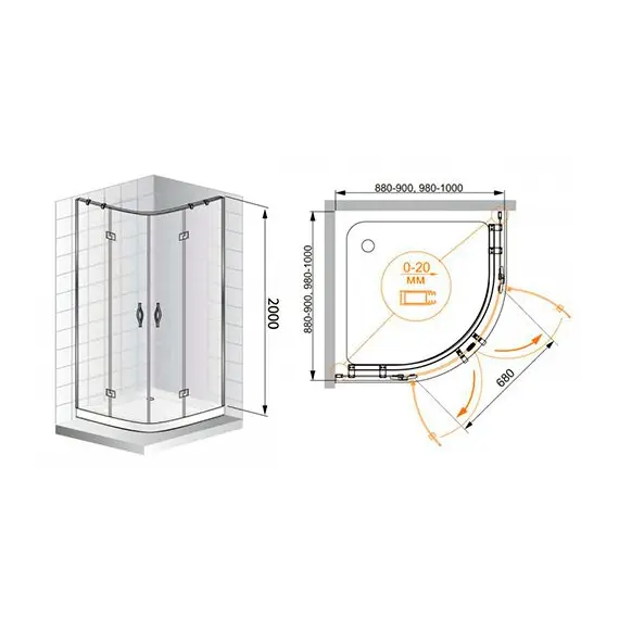 ДУШЕВОЙ УГОЛОК CEZARES BERGAMO R2 90