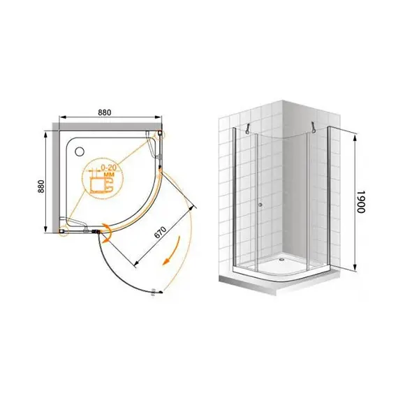 ДУШЕВОЙ УГОЛОК CEZARES ELENA R11 90