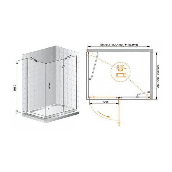 ДУШЕВОЙ УГОЛОК CEZARES BERGAMO AH1 120/80