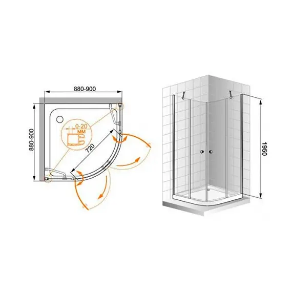 ДУШЕВОЙ УГОЛОК CEZARES ELENA R22 90