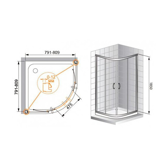 ДУШЕВОЙ УГОЛОК CEZARES PRATICO-R-2 80