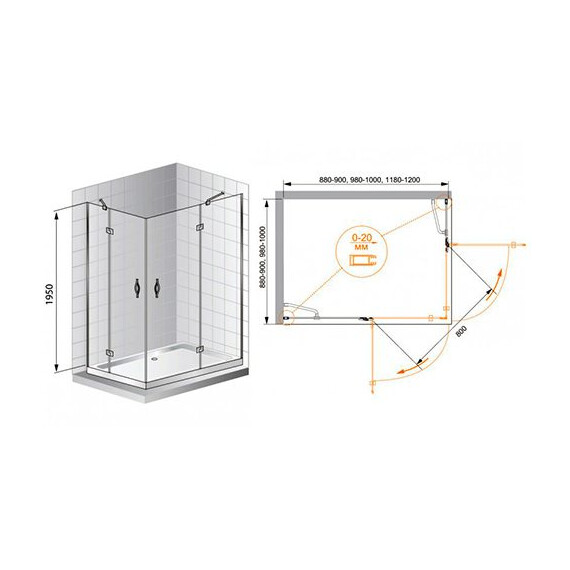 ДУШЕВОЙ УГОЛОК CEZARES BERGAMO AH2 120/90