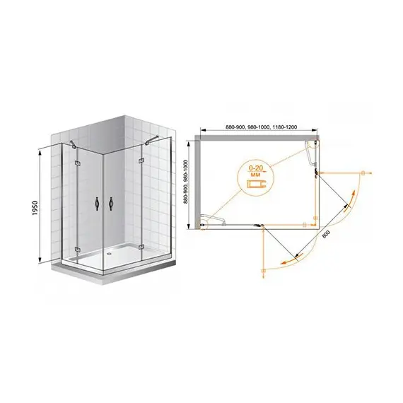 ДУШЕВОЙ УГОЛОК CEZARES BERGAMO AH2 120/90