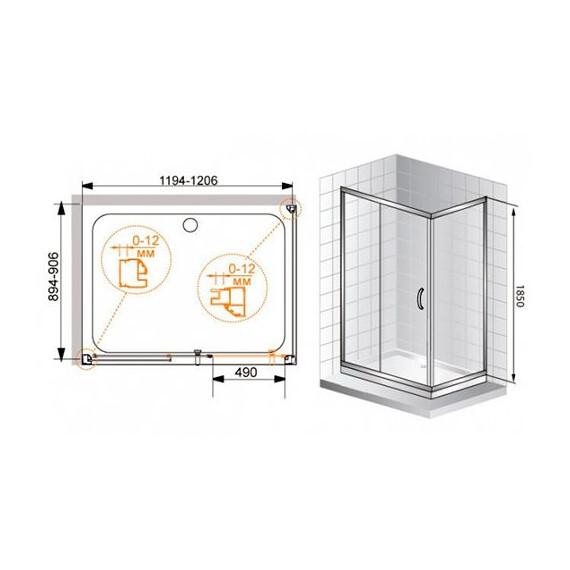 ДУШЕВОЙ УГОЛОК CEZARES PRATICO-AH-1 100/80