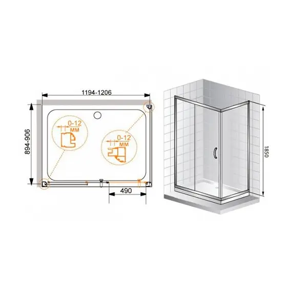 ДУШЕВОЙ УГОЛОК CEZARES PRATICO-AH-1 100/80