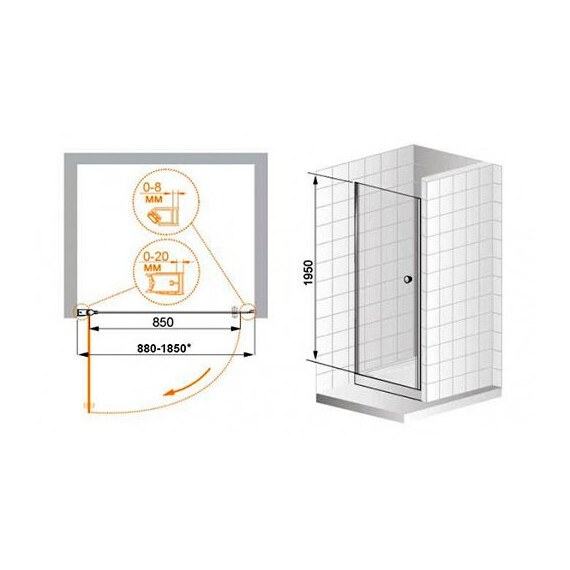 ДУШЕВАЯ ДВЕРЬ CEZARES ELENA B11 100+90 ДУШЕВАЯ ДВЕРЬ CEZARES ELENA B11 100+90
