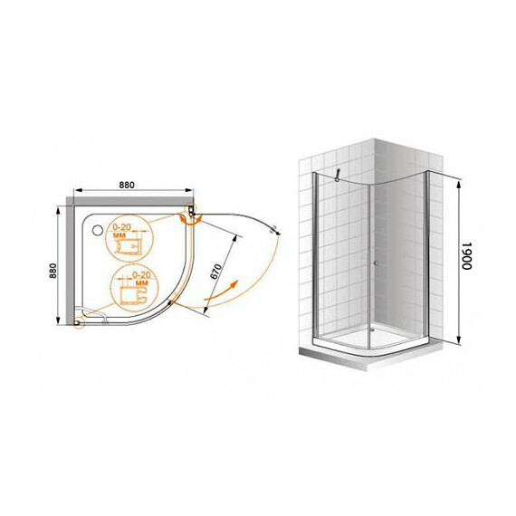 ДУШЕВОЙ УГОЛОК CEZARES ELENA R1 90