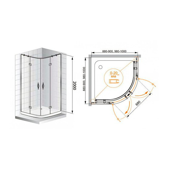 ДУШЕВОЙ УГОЛОК CEZARES BERGAMO R2 100