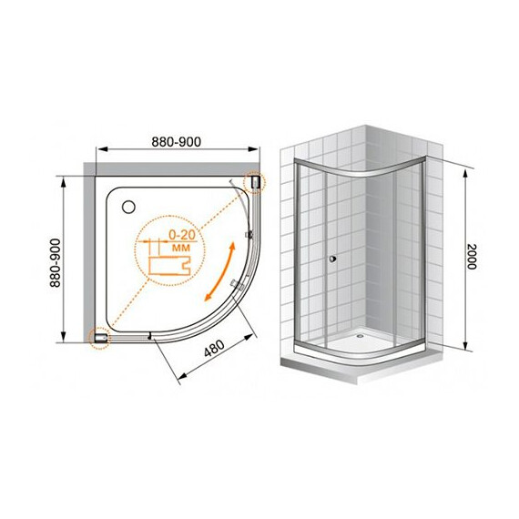 ДУШЕВОЙ УГОЛОК CEZARES ANIMA R1 90