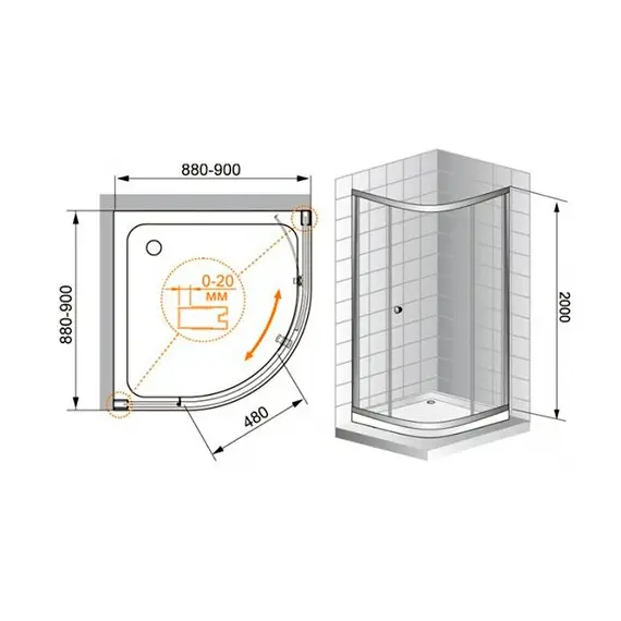 ДУШЕВОЙ УГОЛОК CEZARES ANIMA R1 90
