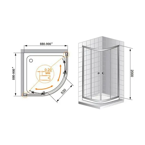 ДУШЕВОЙ УГОЛОК CEZARES ANIMA R2 90