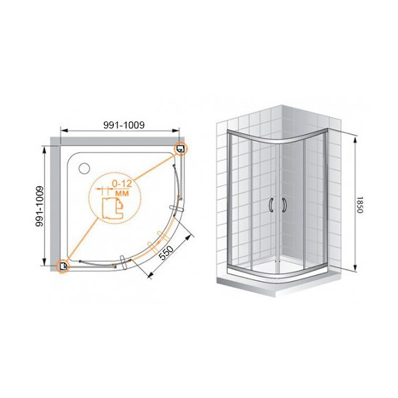 ДУШЕВОЙ УГОЛОК CEZARES PRATICO-R-2 100 ДУШЕВОЙ УГОЛОК CEZARES PRATICO-R-2 100