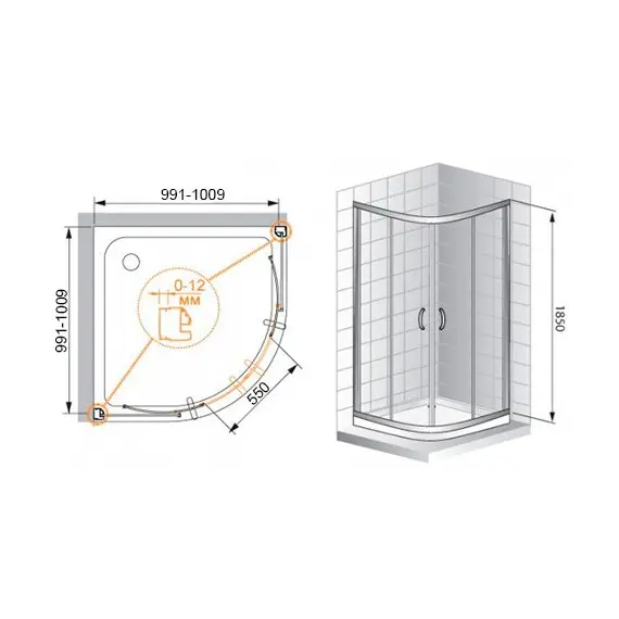 ДУШЕВОЙ УГОЛОК CEZARES PRATICO-R-2 100
