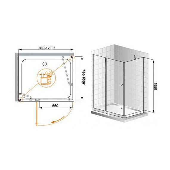 ДУШЕВОЙ УГОЛОК CEZARES ELENA AH1 100/90