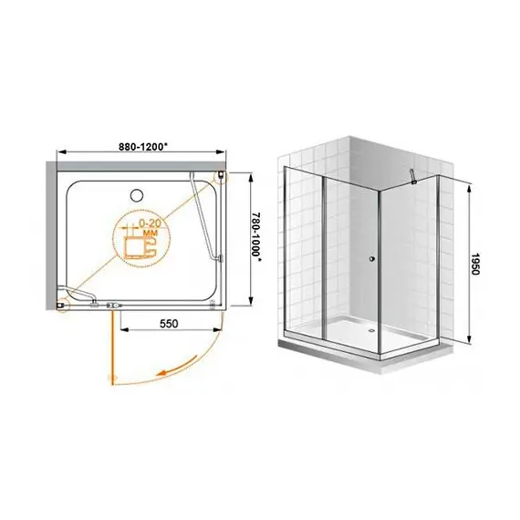 ДУШЕВОЙ УГОЛОК CEZARES ELENA AH1 100/90