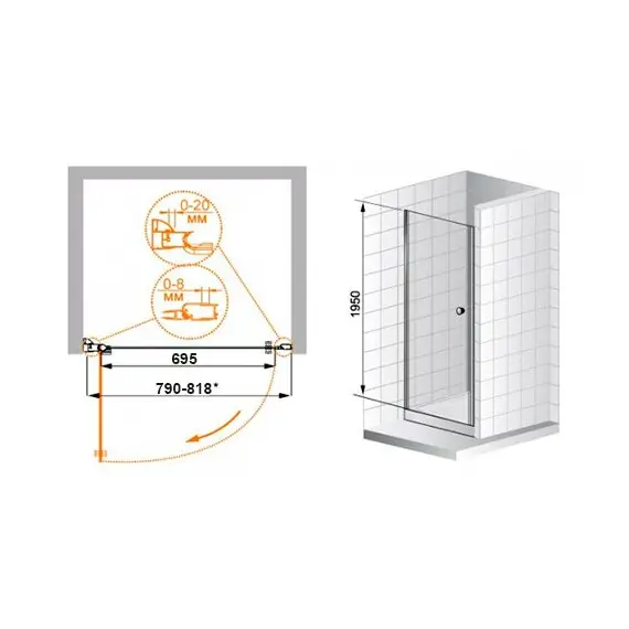 ДУШЕВАЯ ДВЕРЬ CEZARES PORDENONE B-1 80