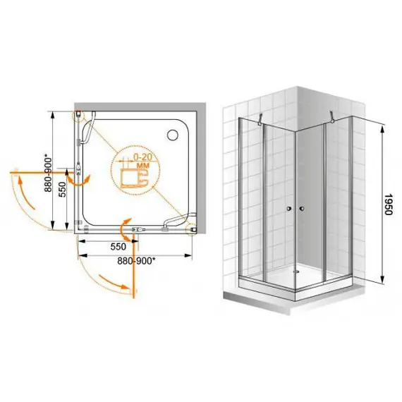 ДУШЕВОЙ УГОЛОК CEZARES ELENA AH2 120/90
