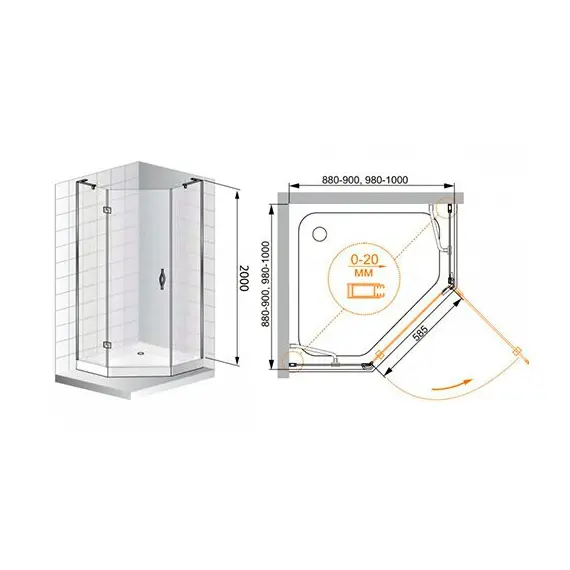 ДУШЕВОЙ УГОЛОК CEZARES BERGAMO P1 90