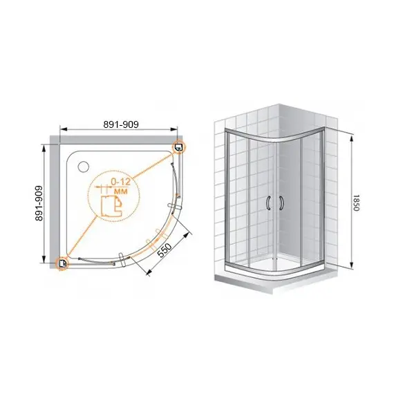ДУШЕВОЙ УГОЛОК CEZARES PRATICO-R-2 90