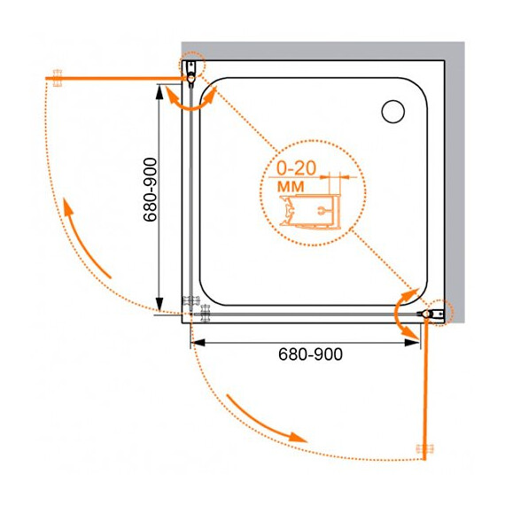 ДУШЕВОЙ УГОЛОК CEZARES ELENA A2 90