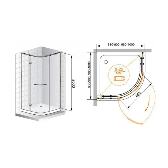 ДУШЕВОЙ УГОЛОК CEZARES BERGAMO RH-1-ARCO 120/100