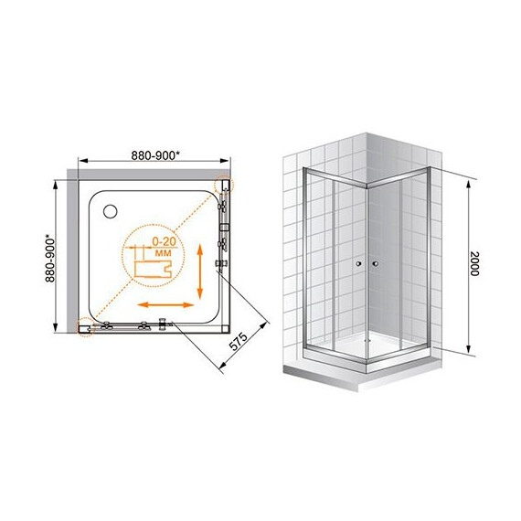 ДУШЕВОЙ УГОЛОК CEZARES ANIMA A2 90 ДУШЕВОЙ УГОЛОК CEZARES ANIMA A2 90
