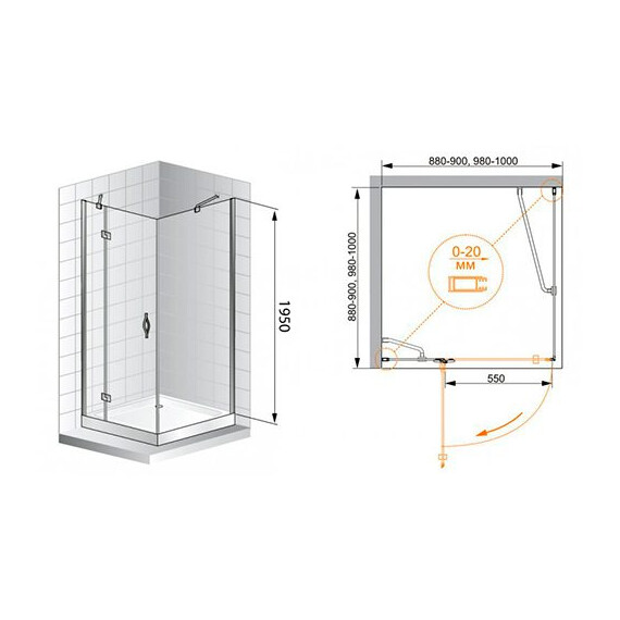 ДУШЕВОЙ УГОЛОК CEZARES BERGAMO A1 90