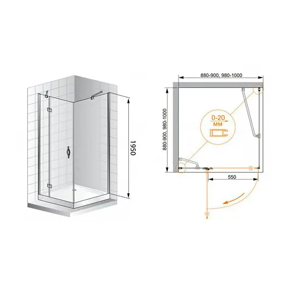ДУШЕВОЙ УГОЛОК CEZARES BERGAMO A1 90