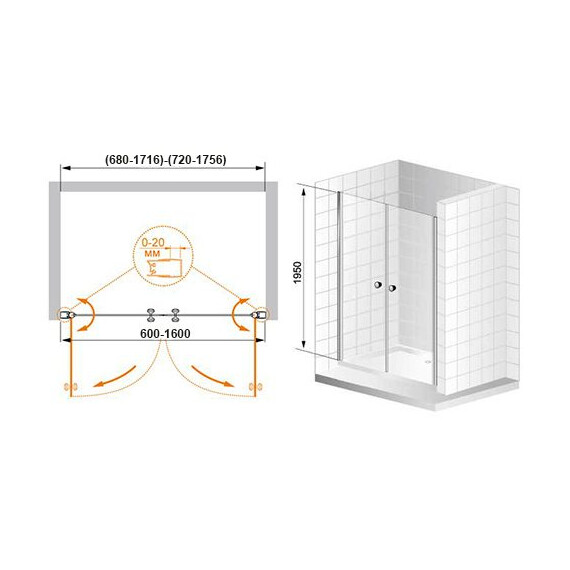ДУШЕВАЯ ДВЕРЬ CEZARES ELENA B2 140