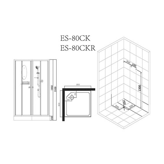 КАБИНА ДУШЕВАЯ ESBANO EST-80 CKR