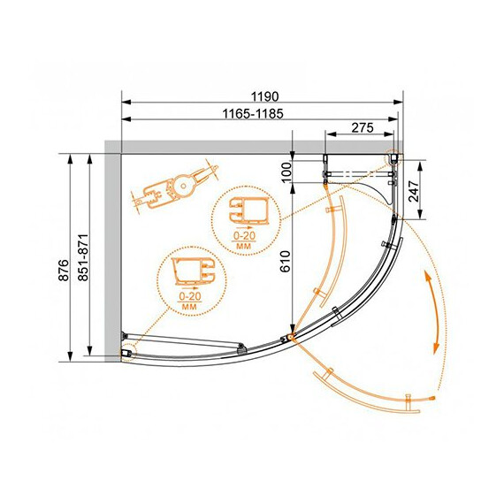 ДУШЕВОЙ УГОЛОК CEZARES ELENA RH-1 120/90