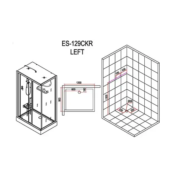 КАБИНА ДУШЕВАЯ ESBANO EST-129 CKR