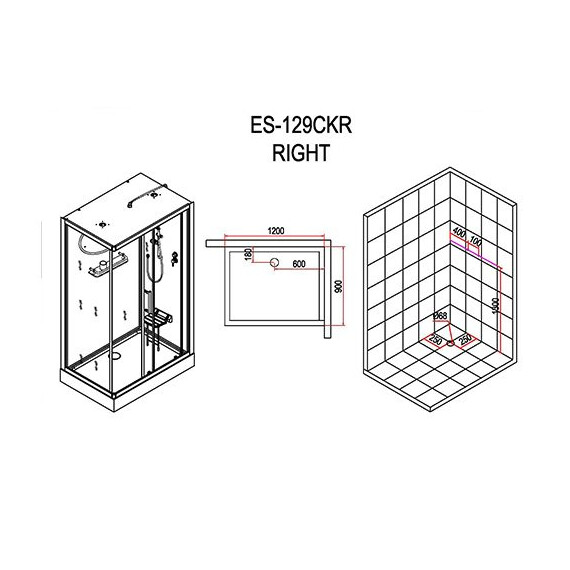 КАБИНА ДУШЕВАЯ ESBANO EST-129 CKR