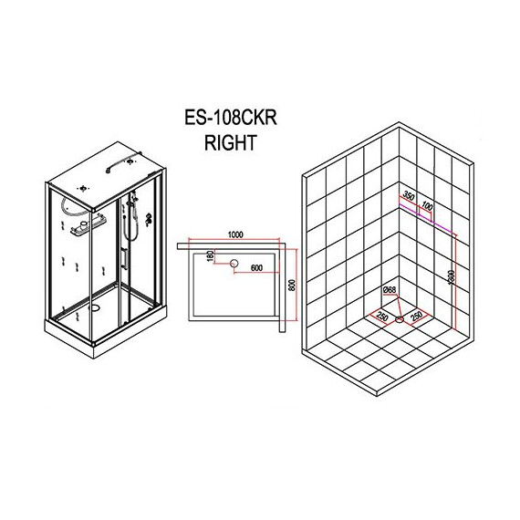 КАБИНА ДУШЕВАЯ ESBANO EST-108 CKR