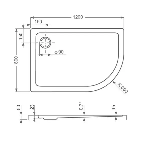 ДУШЕВОЙ ПОДДОН ROLTECHNIK FLAT ASYMMETRIC L/R