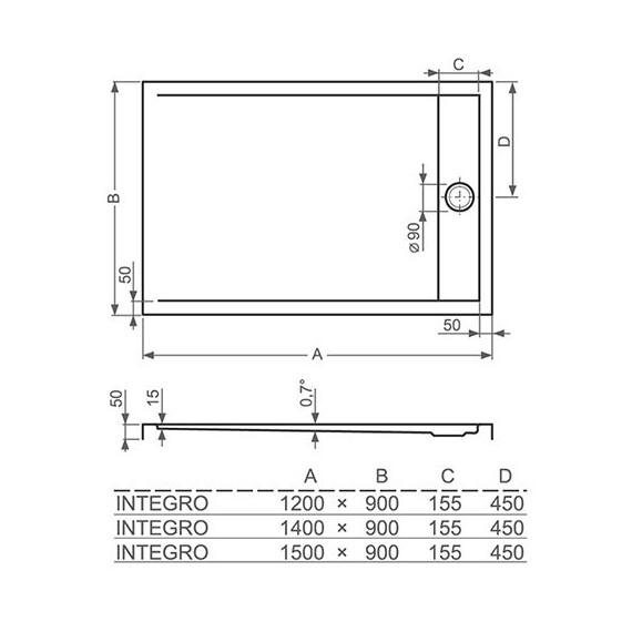 ДУШЕВОЙ ПОДДОН ROLTECHNIK INTEGRO 140X90 ДУШЕВОЙ ПОДДОН ROLTECHNIK INTEGRO 140X90