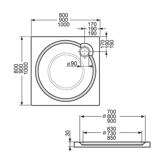 ДУШЕВОЙ ПОДДОН ROLTECHNIK MACAO-M 90