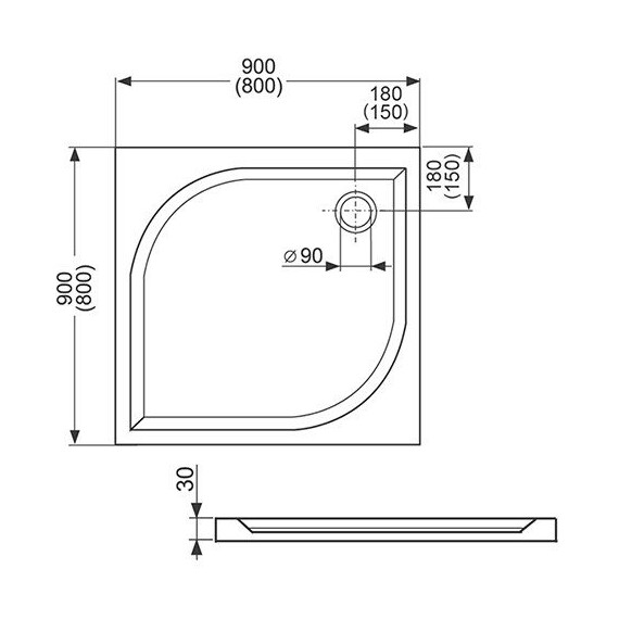 ДУШЕВОЙ ПОДДОН ROLTECHNIK SANIPRO ALOHA-M 90