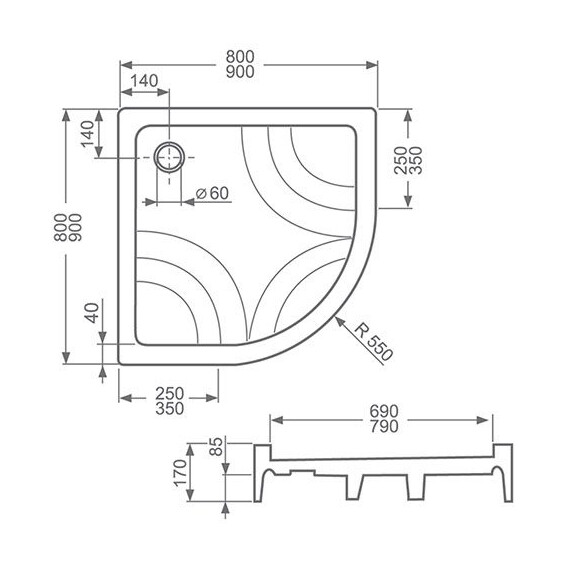 ДУШЕВОЙ ПОДДОН ROLTECHNIK HAWAII-P 90
