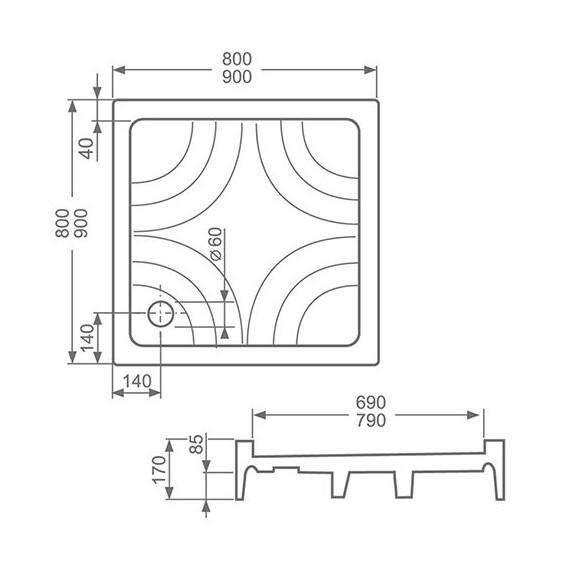 ДУШЕВОЙ ПОДДОН ROLTECHNIK COLA-P 90