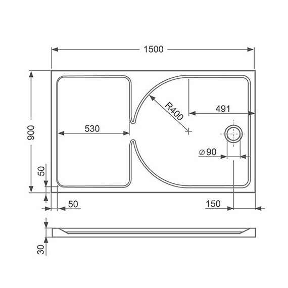 ДУШЕВОЙ ПОДДОН ROLTECHNIK WALK IN 150X90