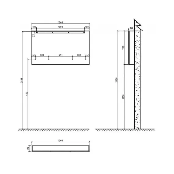 ЗЕРКАЛЬНЫЙ ШКАФ BELBAGNO SPC-3A-DL-BL-1200