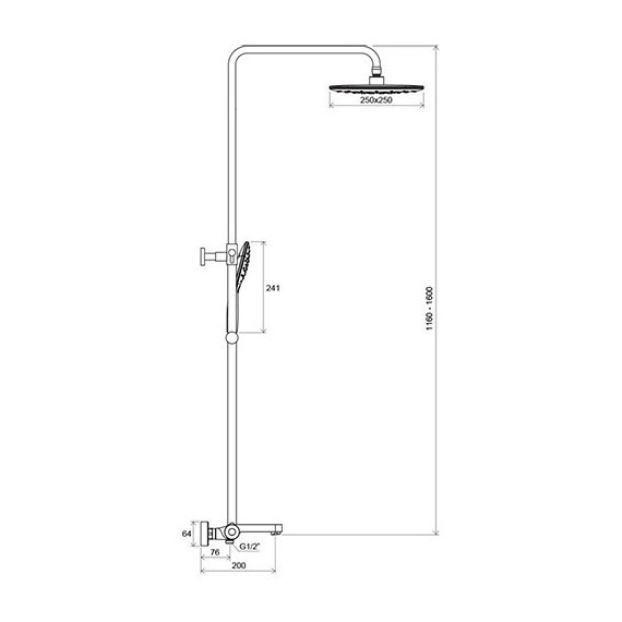 ДУШЕВАЯ СТОЙКА С ТЕРМОСТАТИЧЕСКИМ СМЕСИТЕЛЕМ ДЛЯ ВАННЫ И РУЧНЫМ ДУШЕМ RAVAK TERMO 300 TE 092.00/150